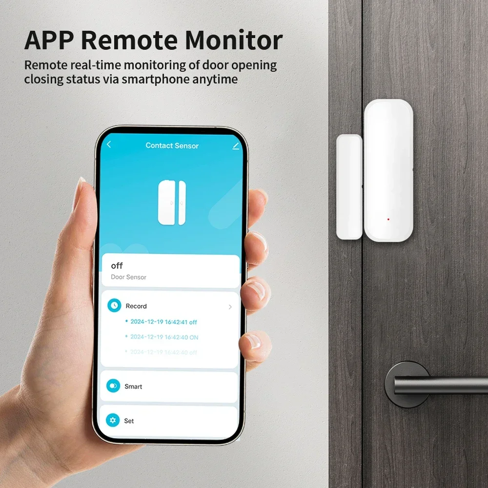 TNCE Tuya Door Window Sensor wifi/zigbee, Open Close Detector Home Security Alarm System, Smart Life Remote Control alexa google
