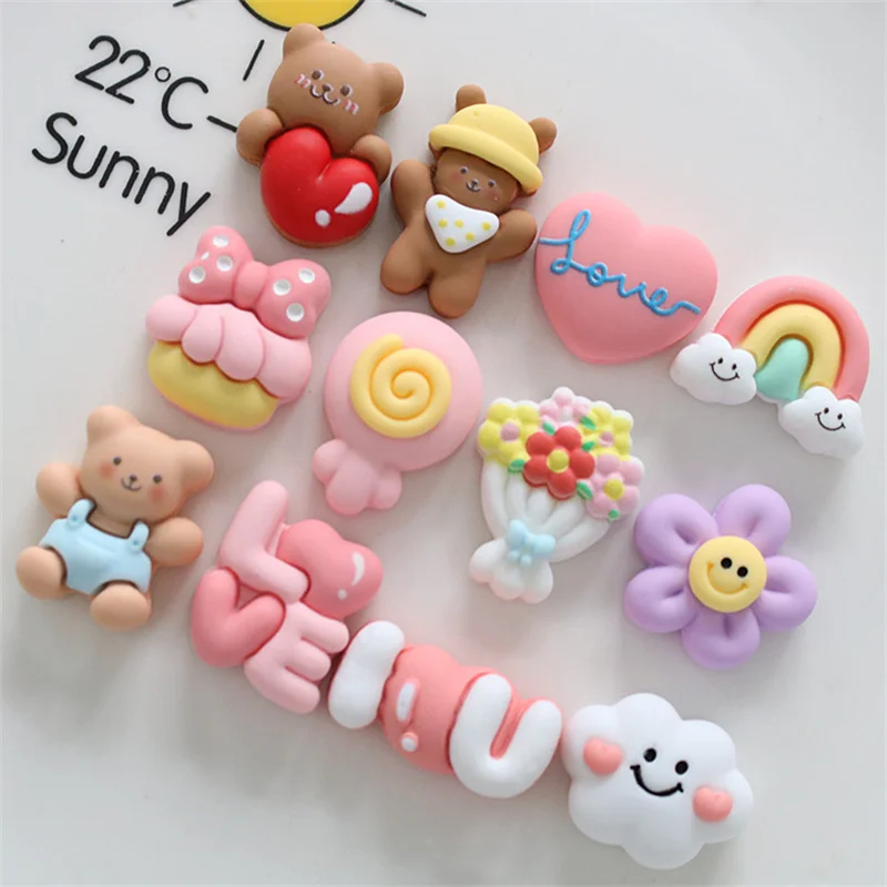 Cute Cartoon Animal Little Bear Flower Charm Shoes Accessories Creative Gifts Women Sandals Garden Shoes Detachable Shoe Buckle