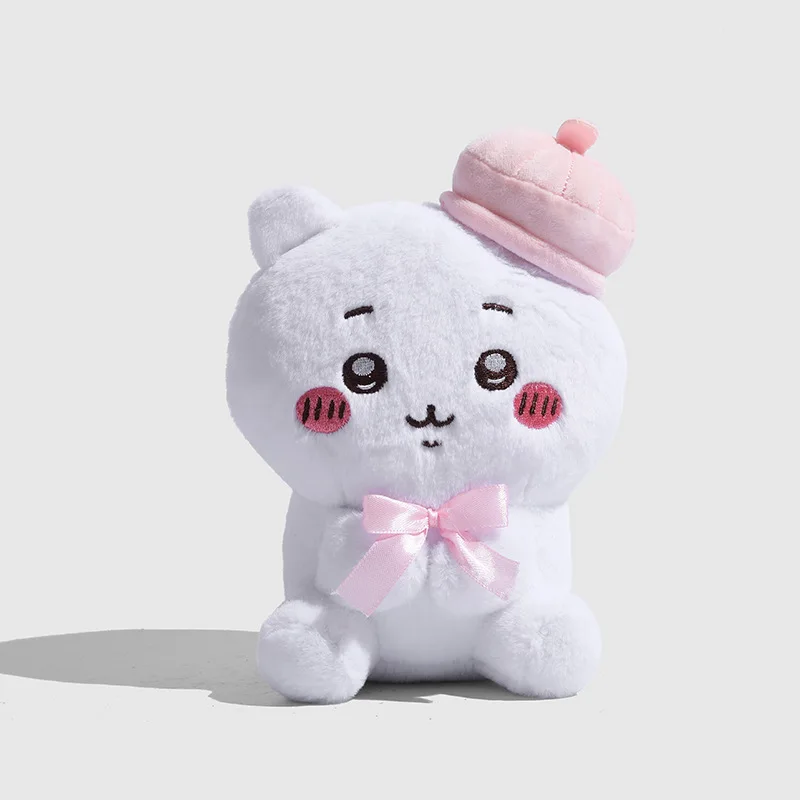 18cm Kawaii Chiikawa Hachiware Usagi Cute, Beret series plush backpack pendant keychain doll toys children's birthday gift