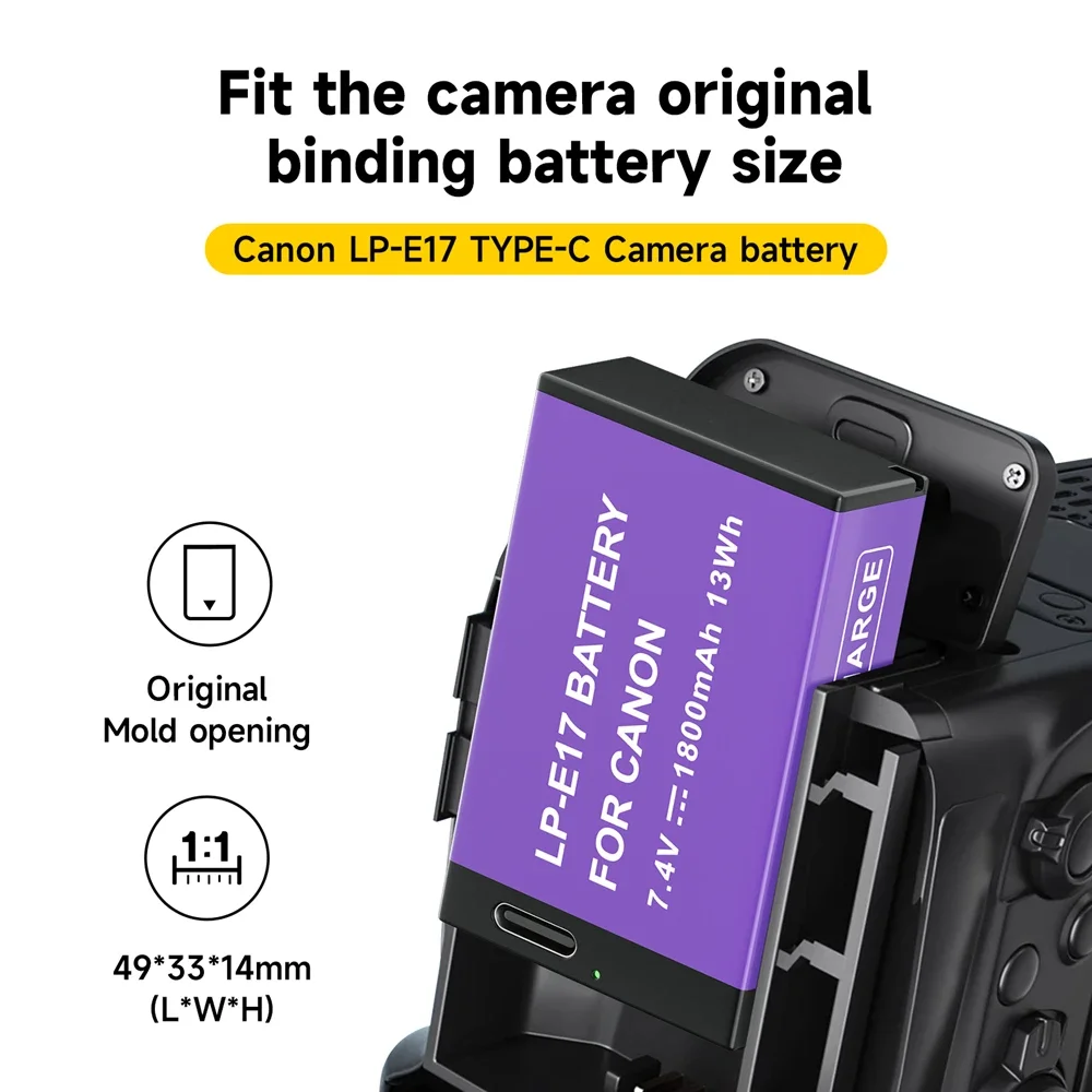 タイプC入力データケーブル付きキヤノンカメラバッテリー、eos、750d、760d、m3、m5、M6、200d、250d、800d、kiss x8i、lp e17、LP-E17、lpe17、1800mah