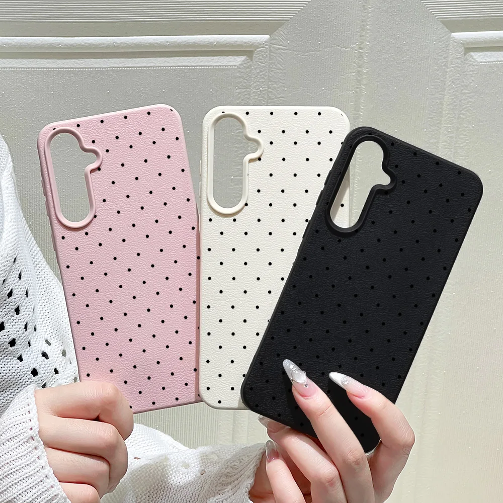 Capa de Silicone com Bolinhas Estilo Ins para Samsung A56 5G A16 A17 A55 A36 A53 A35 A34 A06 A07 A26 A05S S25 Ultra S24 FE S23