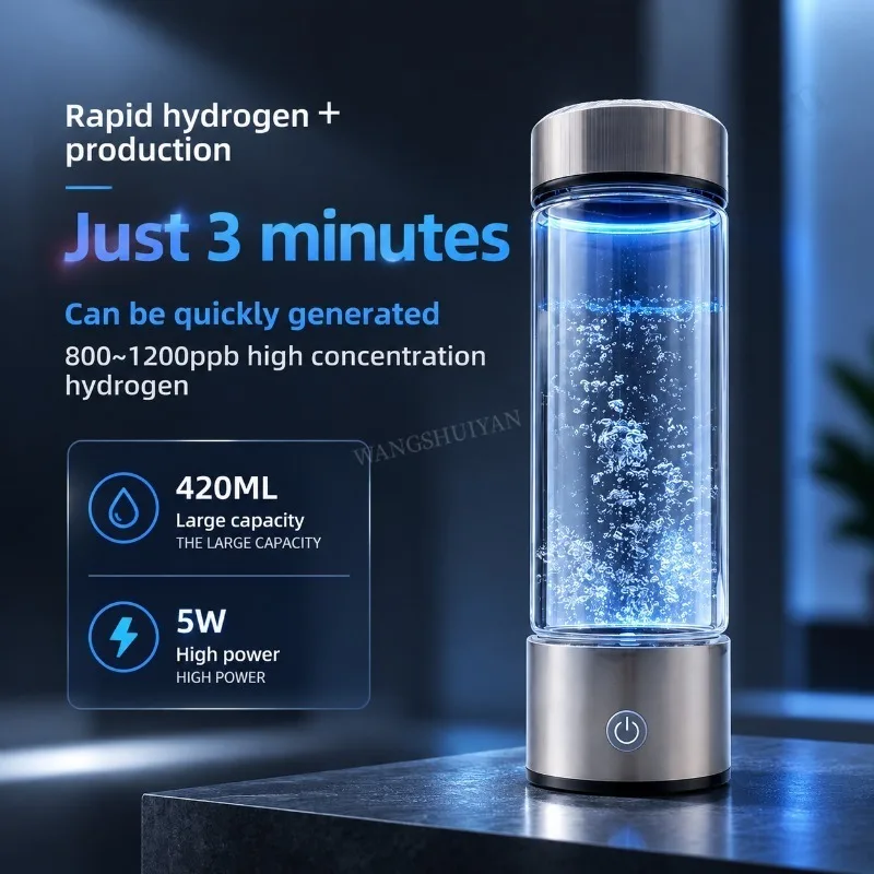 Hydrogen Water Bottle Portable Hydrogen Water Ionizer Machine Generator Rechargeable Hydrogen Rich Water Glass Health Cup