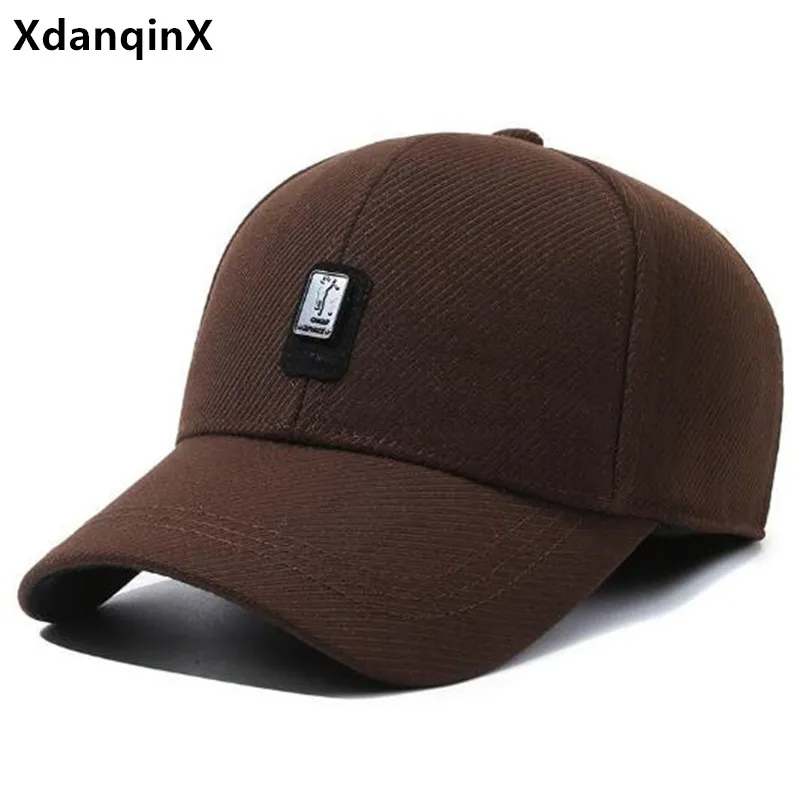 Snapback Cap New Winter Plush Thickened Warm Baseball Caps For Men Coldproof Earmuff Hats Golf Cap Cycling Sports Cap Cotton Hat