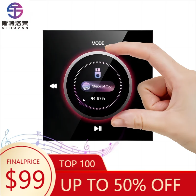 

ZXHK 4 Inch Home Audio 25W Mini Wall Mounted Bluetooth Amplifier BT Audio AMP With USB,SD Port and Volume Control for 2 Speaker