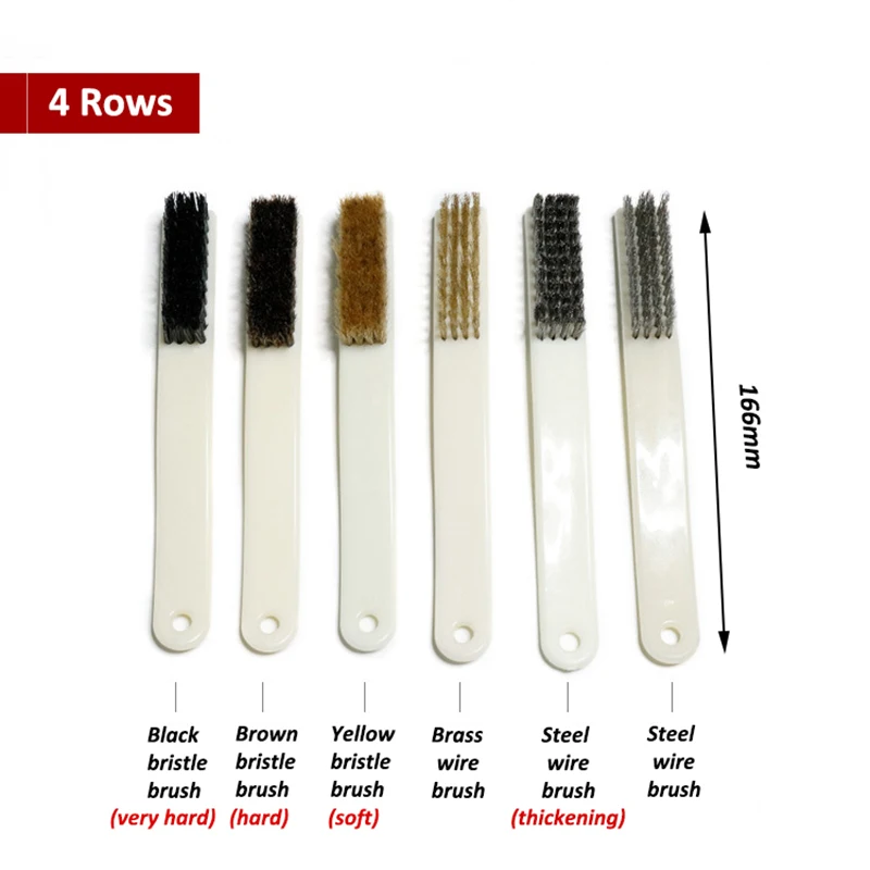 Full-type 3/4/6 Rows Bristle Brush Stainless Steel Wire Brush Barss Wire Brush Plastic Handle Jewelry Wood Metal Clean Polishing