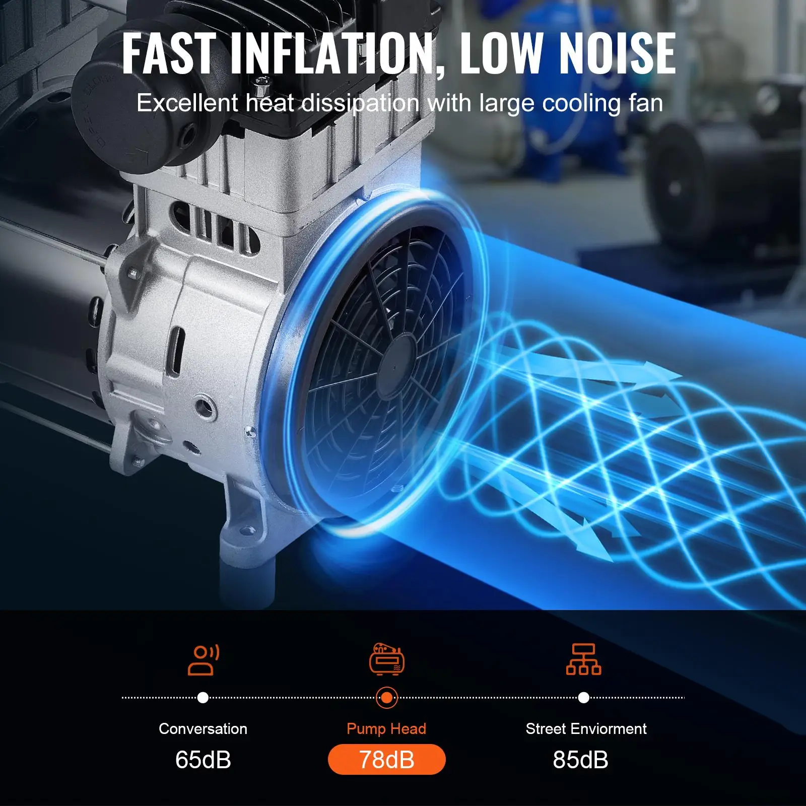 5.2CFM at 90PSI Oil Free Air Compressor Pump 145PSI Maximum Pressure 78dB Ultra Quiet Motor for auto Repair Tire Inflation Spray Painting Woodwork Nailing