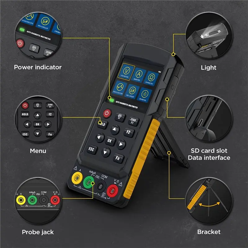 AS60-Auto Diagnostic Multimeter Car Circuit Tester With Injector Relay Test Oscilloscope/Canking Analog Signal/K, CAN Support