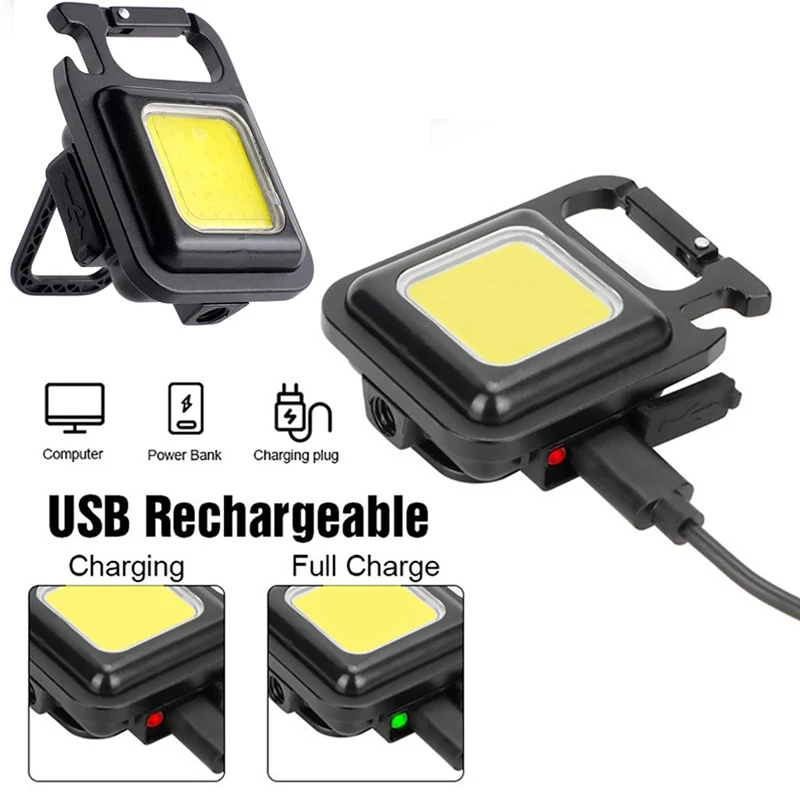 Mini LED Arbeitslicht Blendung COB Schlüsselanhänger Licht USB Lade Notfall Lampen Starke Magnetische Reparatur Arbeit Outdoor Camping Licht