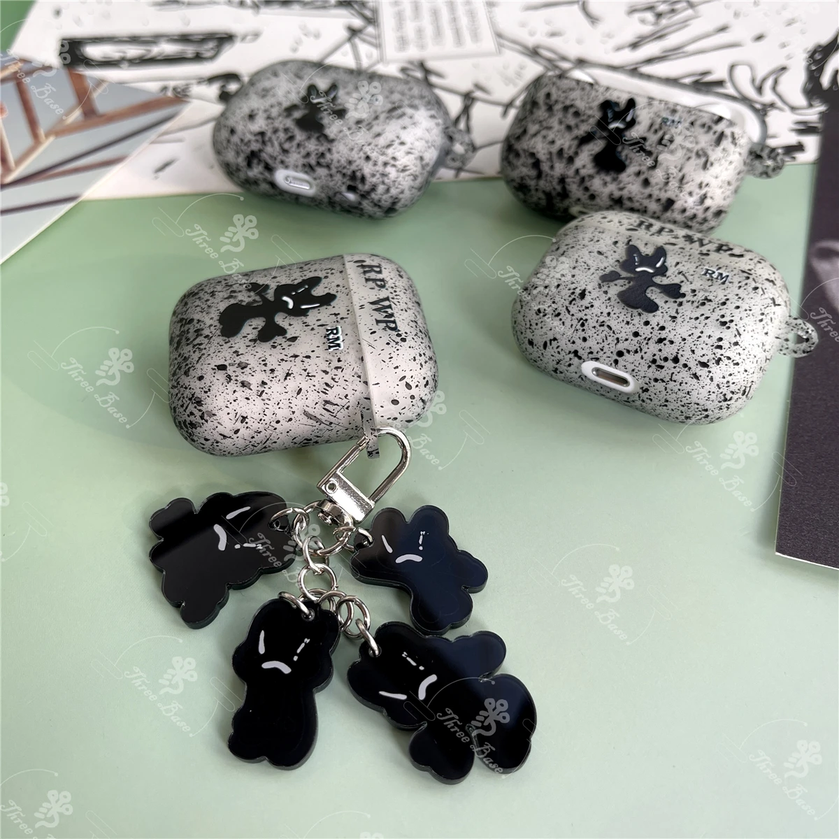 AirPods 4 2024 Gen 3 Gen 2 pro2 RM RPWP 소프트 케이스 Noctilucent 휴대용 충격 방지 보호 이어폰 커버 용 Threebase 케이스
