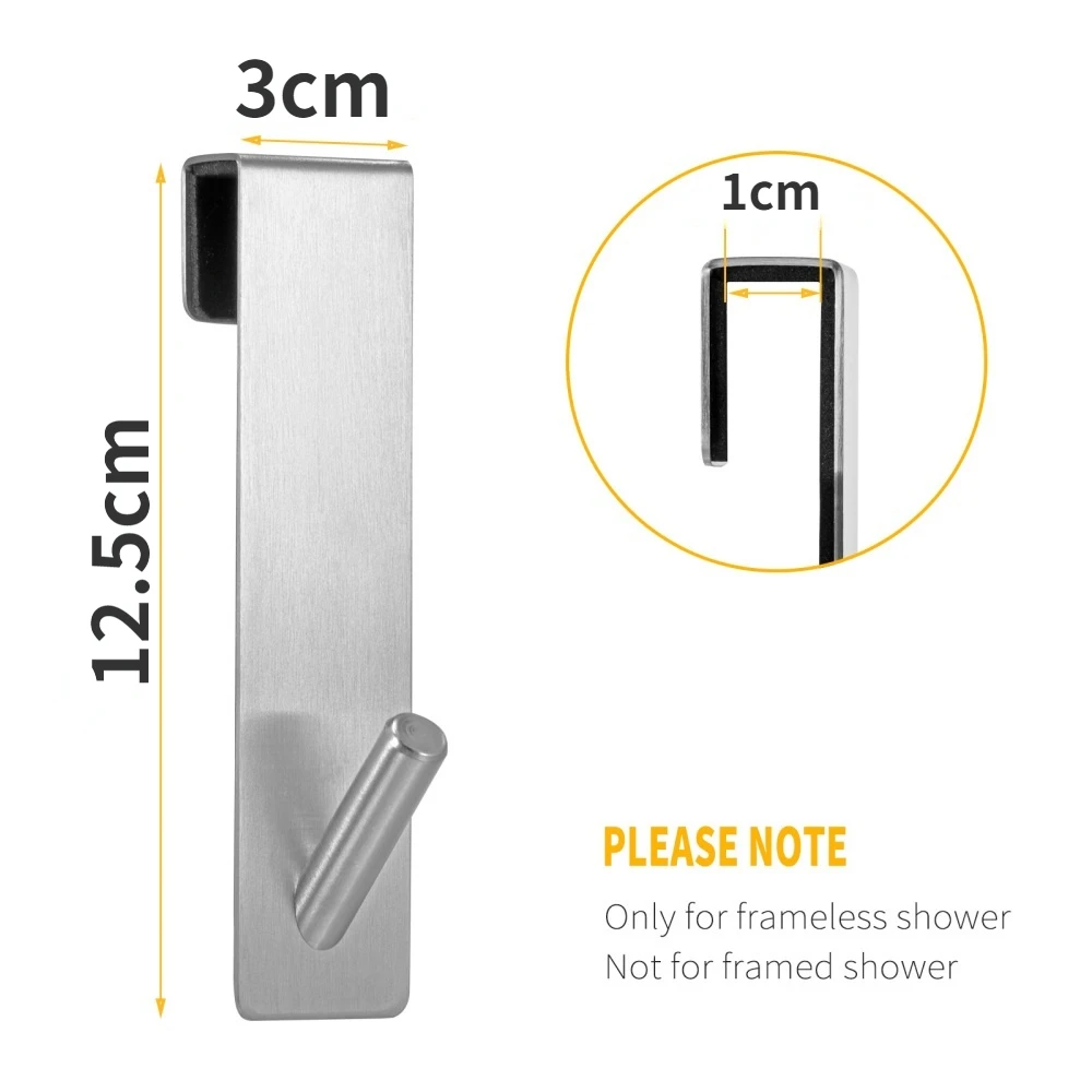 Metal Bathroom Shower Door Hook Over Glass Door Shower Towel Rack Stainless Steel Drilling Free Towel Holder Hanger