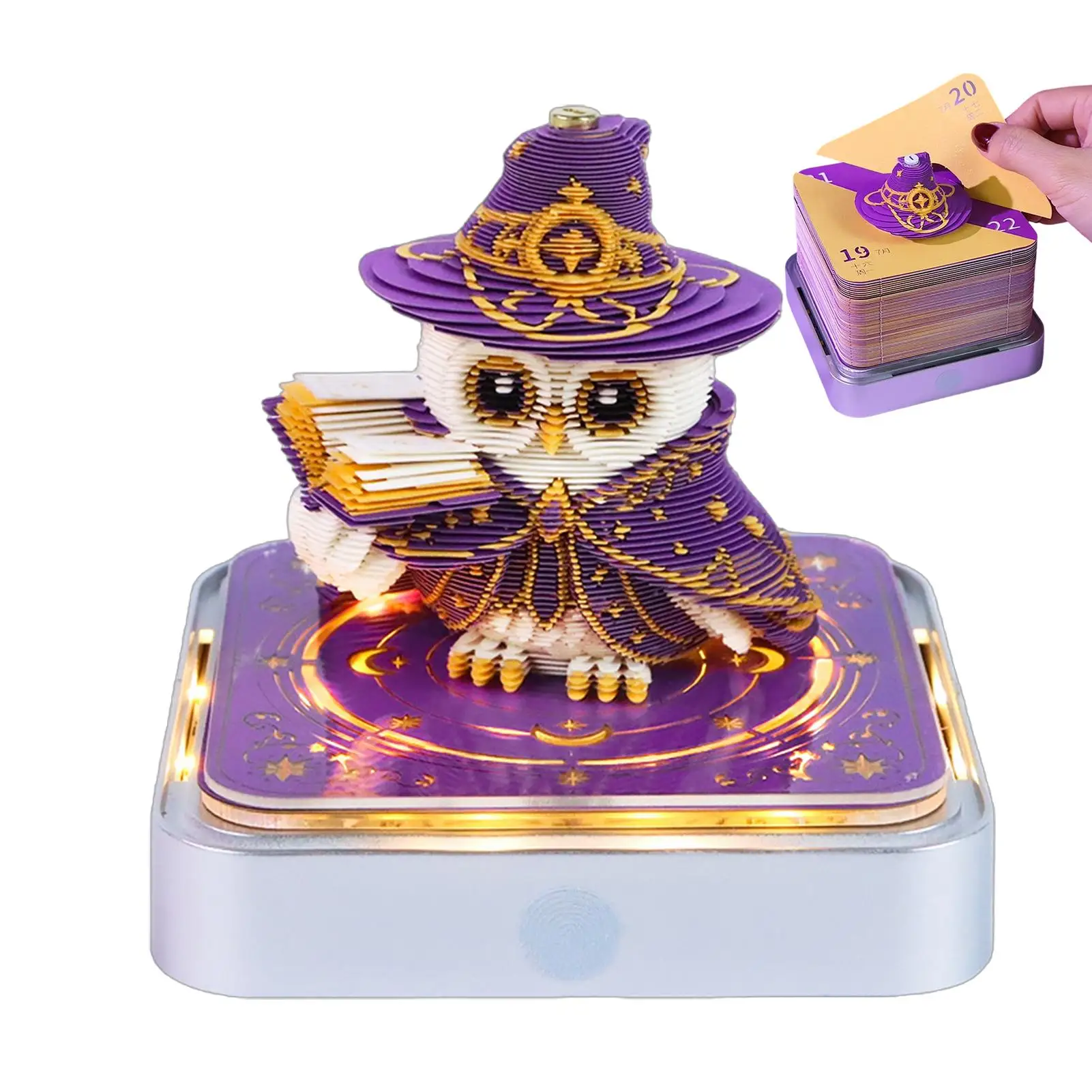 3D Calendar 2027 Summoner Owls Decorative Paper Carving Planner Paper Notepad Desk Weekly Calendar for Home Office School Dorm