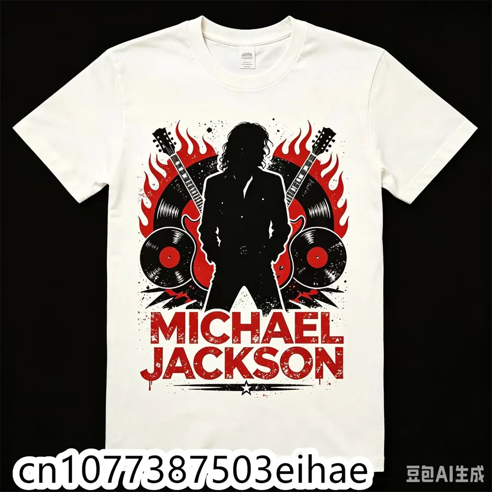 

Classic MJ Singer Portrait Graphic White T-shirt For Family Matching Outfits Boys Girls Men Women Casual Cotton Tops