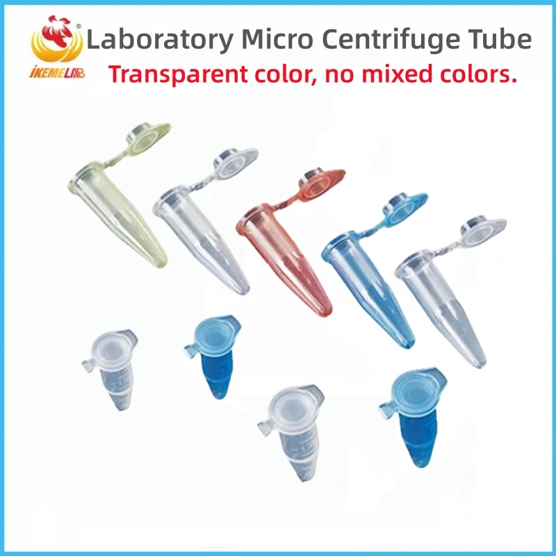 IKEME-Tubo de centrífuga Pcr de 500 piezas, 0,2 ml, 0,5 ml, 1,5 ml, 2ml, tapón a presión, tubo de ensayo de plástico, tubos de centrífuga de