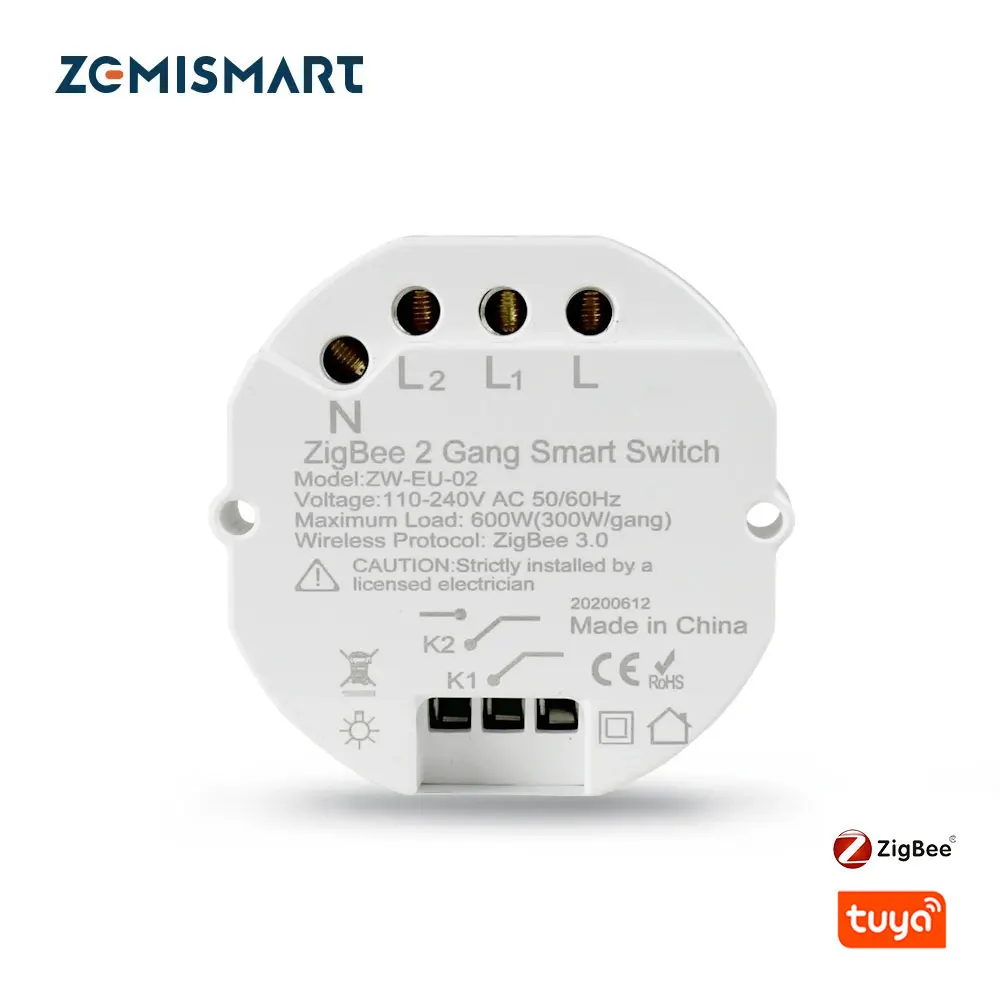 Zemismart Zigbee 3.0 Smart Light Switch DIY Breaker Module SmartThings Tuya Control Alexa Google Home Alice 2 Way