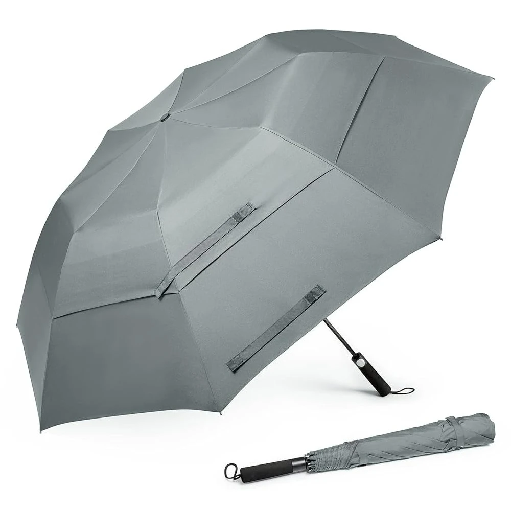 

Зонт для гольфа портативный, 62 дюйма, увеличенный, автоматический, с двойным куполом, вентилируемый, ветрозащитный, водонепроницаемый