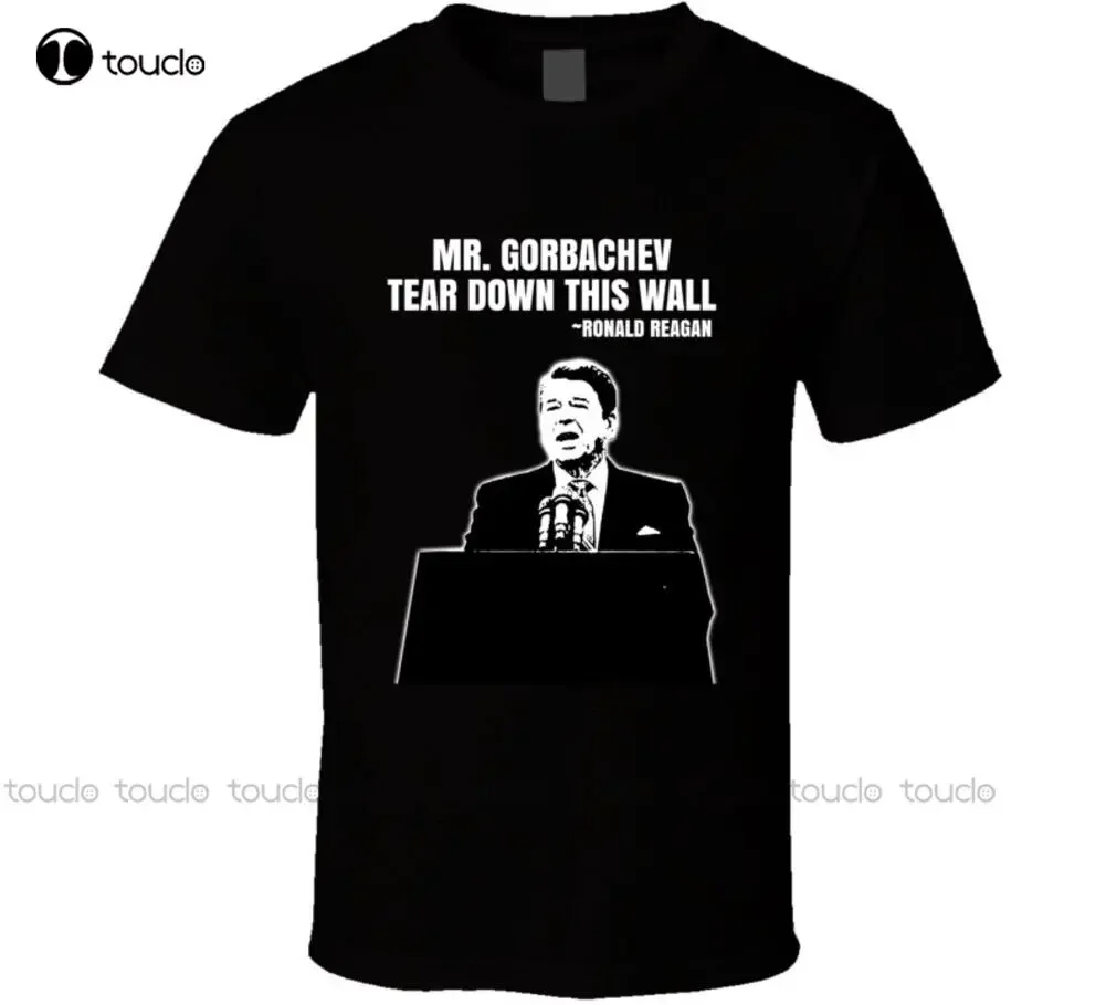 Mr Gorbachev Tear Down This Wall Ronald Reagan Mikhail Gorbachev T Shirt Pirate Shirt Men Funny Art Streetwear Cartoon Tee Retro