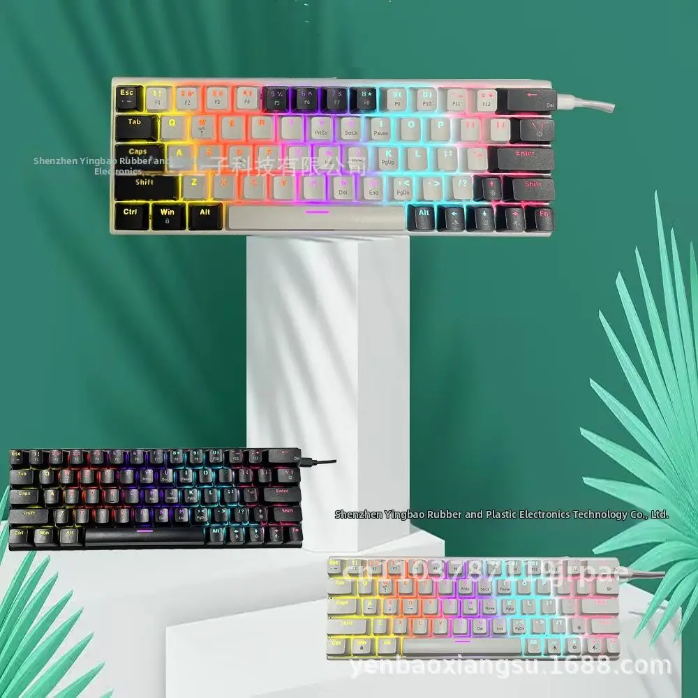 

Проводная механическая клавиатура MK60 RGB со смешанным светом, совместимая с компьютерными играми для киберспорта, 87 клавиш, белые, синие, черные переключатели