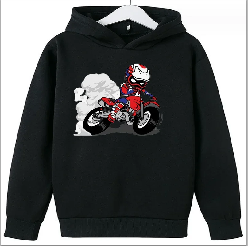 Sudadera con capucha de manga larga para niños, ropa deportiva con estampado de carreras de motos, Fitness, camisetas