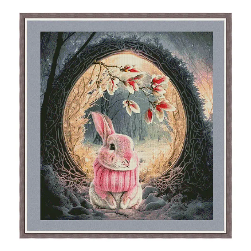 Fishxx Cross Stitch Kit D1005 Fantasy Anime Bunny Pink Full Embroidery