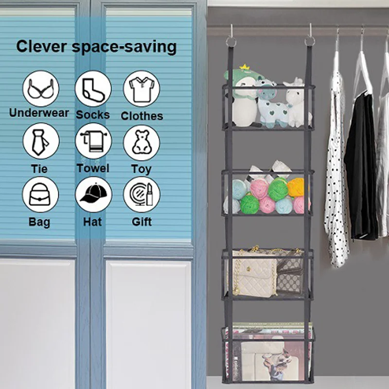 4layer Wardrobe Organizer Toy Storage Hanging Bag Storage Bag Door Rear Sundries Storage Clothes/Underwear/Bag/Sock/Tie Storag