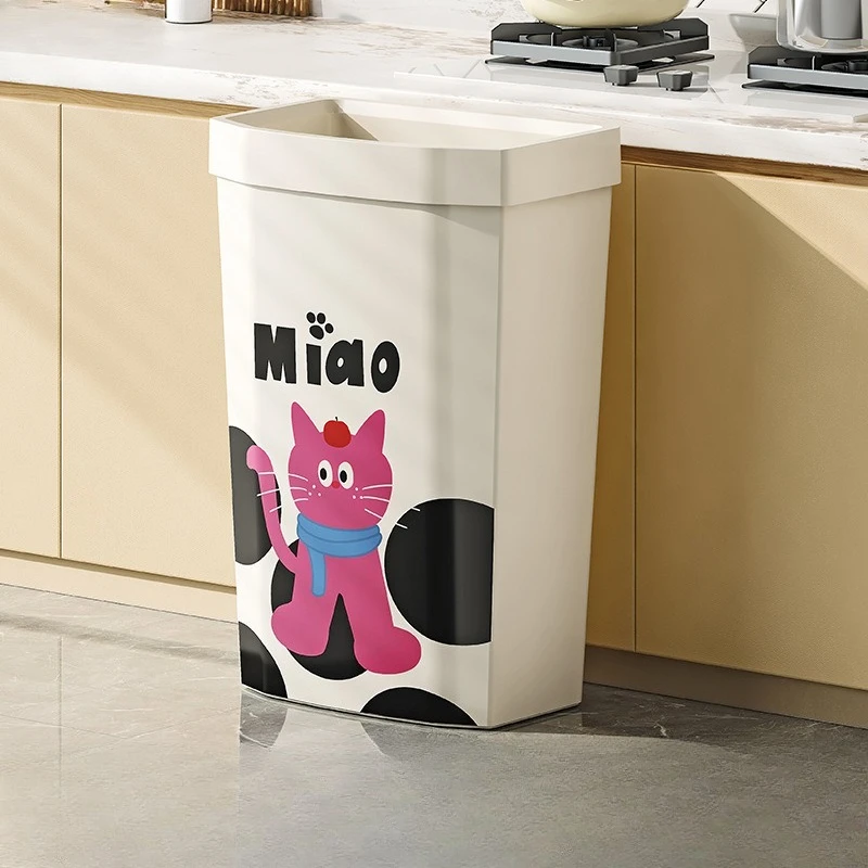 

Creative Household Waste Bins Kitchen Large-capacity Cat No-bending Waste Bins High Appearance Uncovered Home Vuilnisbakken JTW