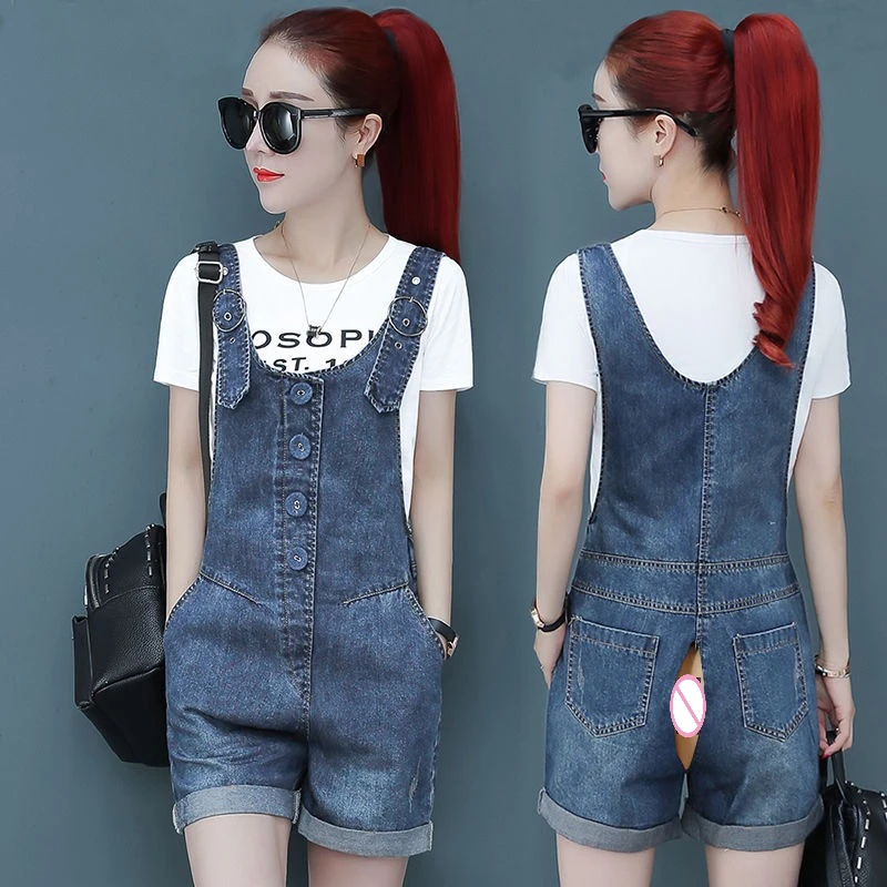 Monos de mujer, pantalones cortos con entrepierna abierta, monos finos de verano para mujer, tirantes vaqueros pequeños ajustados de cintura alta