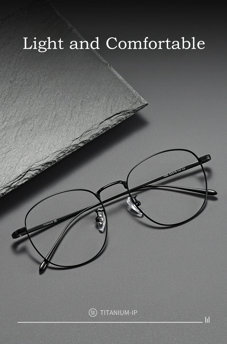 Yimaruili Mode ultraleichte Titan legierung Brillen Männer Retro Runde großes Gesicht optische Rezept Frauen Brillen Rahmen 1052 – Detail 1