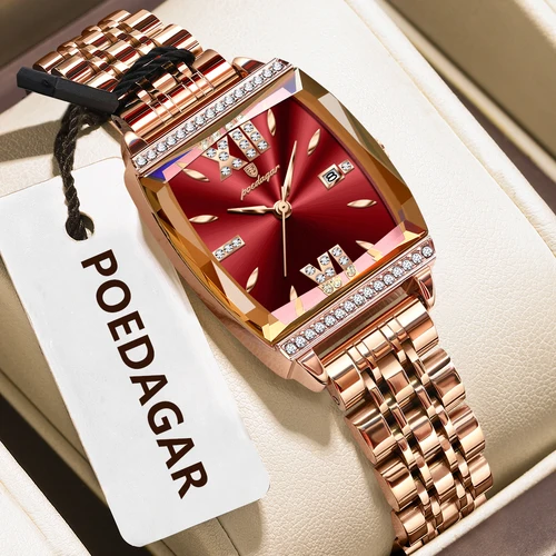 Imagen 2 del producto POEDAGAR, relojes elegantes para mujer, reloj de pulsera de lujo resistente al agua con fecha de alta calidad para mujer, reloj de pulsera informal de cuarzo de acero inoxidable para mujer