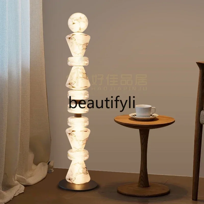

Simple light luxury marble floor decoration living room sofa next to bedroom advanced atmosphere decoration0420