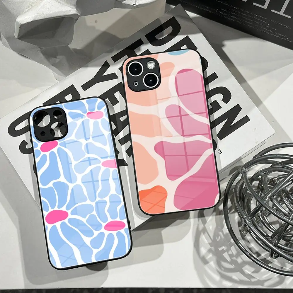 Clmj Colorful Flowers Phone Case Tempered Glass Shell FOR IPhone 16ProMAX 14 12 17Pro Air 15 16 Plus 13 Pro MAX Cover