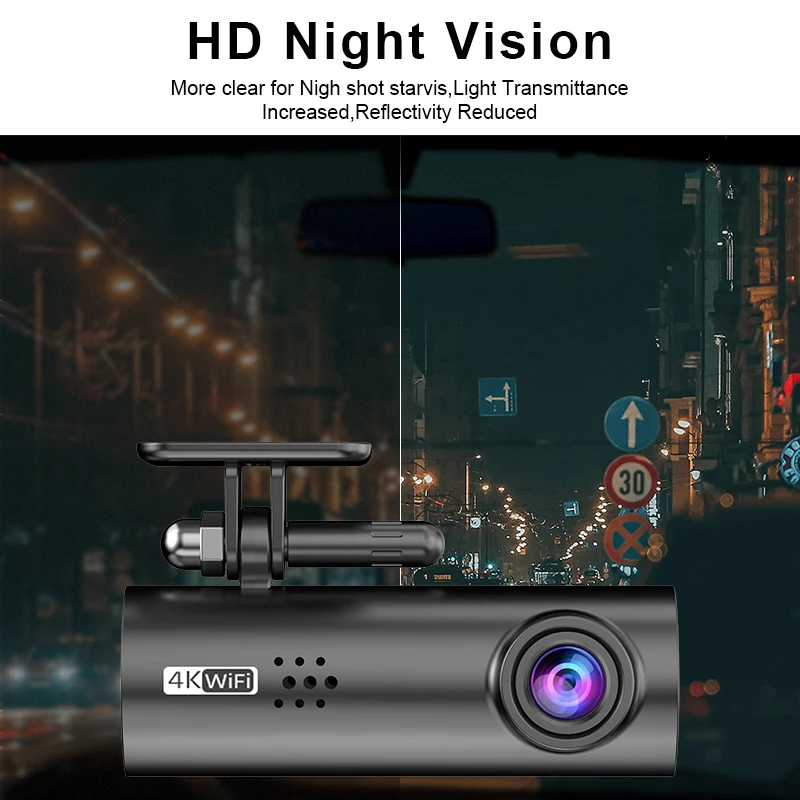 داش كام E-ACE 4K UHD WIFI Mini Dvr مسجل فيديو مع APP التحكم للرؤية الليلية 24H كاميرا لموقف السيارات رصد اكسسوارات السيارات سيارة