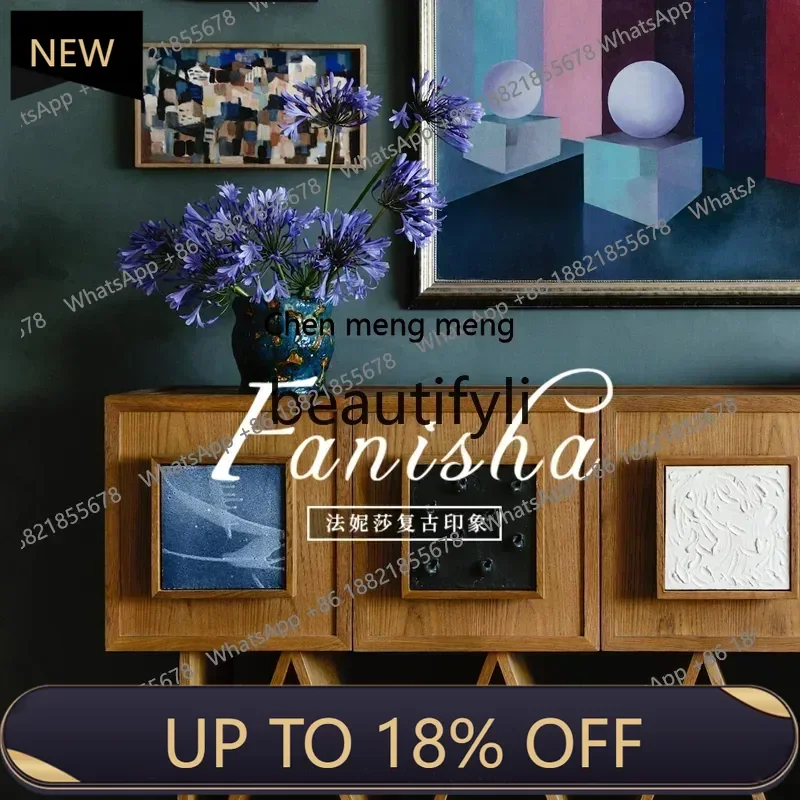 

P178 French retro wall creative light luxury entrance table entry foyer decorative storage cabinet