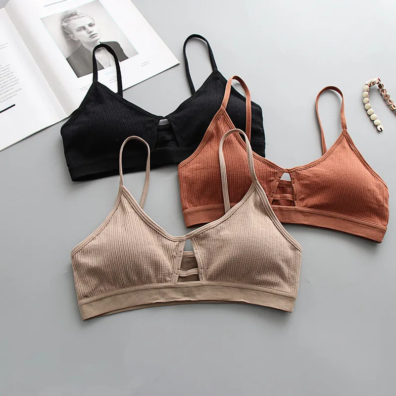 1PC Women's Sexy Cotton Sports Bra Tube Top Hollow Seamless Wireless Push-Up Bralette for Active Lingerie image 2