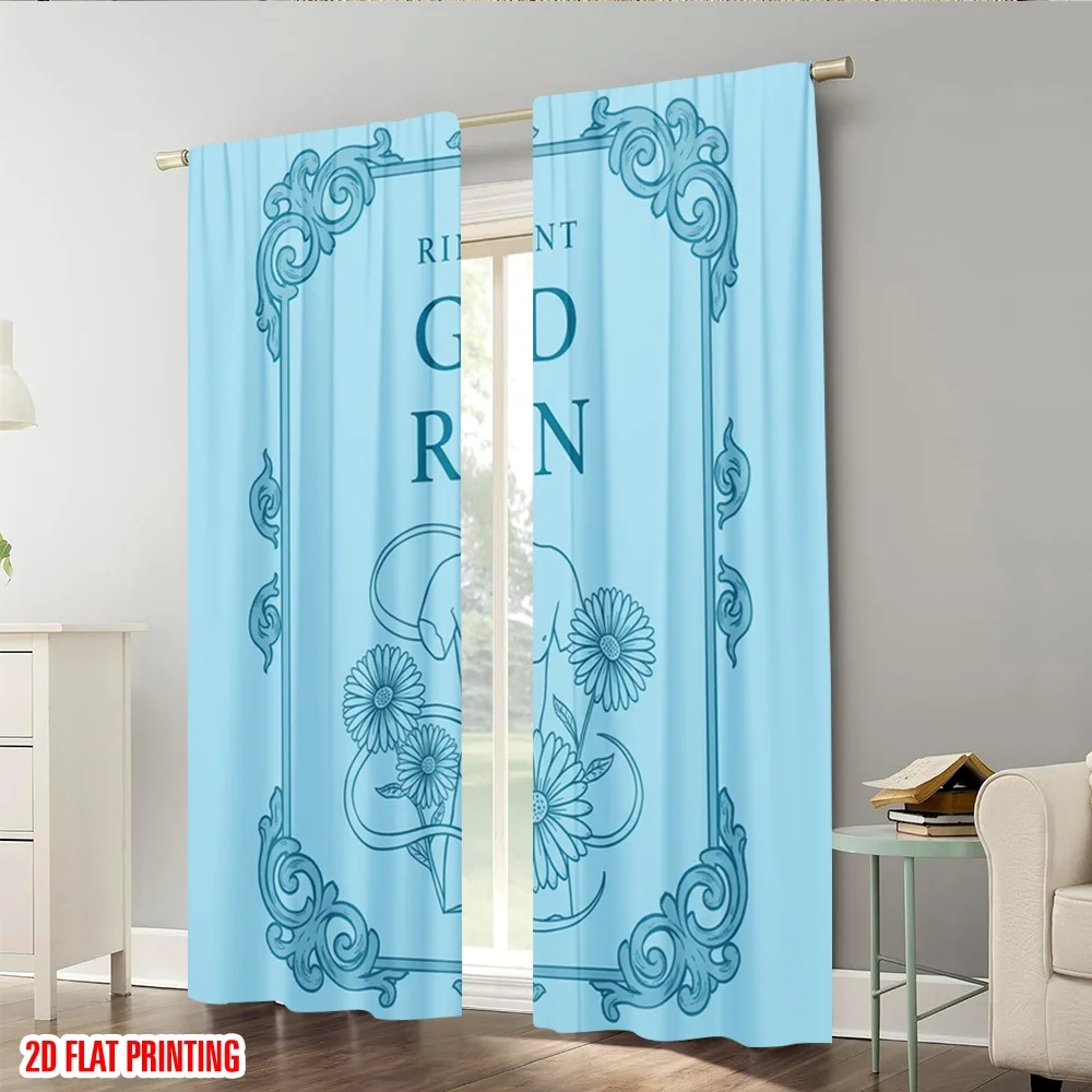 2 قطعة 2D الطباعة المسطحة ستائر الحفلات رينا كينت الله الخراب 100% نسيج البوليستر دون الكهرباء عطلة زينة الكمال #6