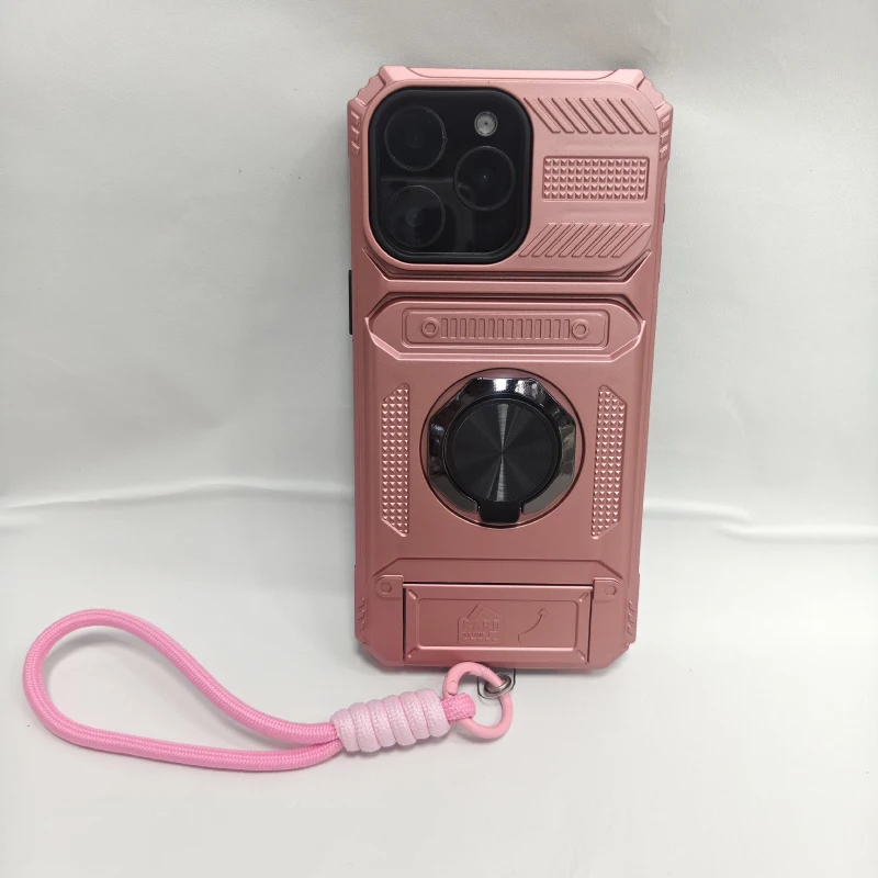 

360 ° Rotating Metal Car Bracket Ring Wallet Card Slot Lanyard Phone Case For iPhone 16 Pro Max E 14 11 13 15 Pro Max Back Cover