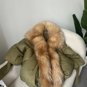 Frauenjacke der Rolle Fox Hautkragen mit Netzhülle, weißer Entenjacke, groß, Winter, 2023 8 Hauptverkäufe Frauenhemd kaltes Mesh - №4