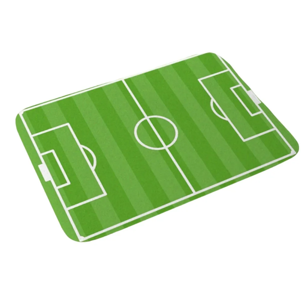 

Creative Green Football Court Pattern Doormat Flannel Non-slip Bath Mat Absorbent Rectangular Small Rug Entrance Hall