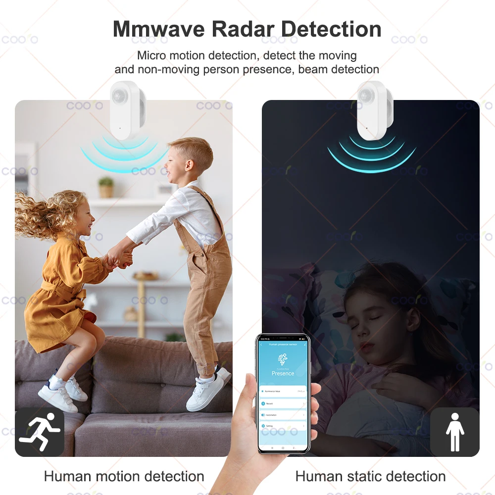 ZigBee 3IN1 Human Presence Sensor 24G Millimeter Wave Radar PIR Detection Luminosity Distance Detector For Smart Home