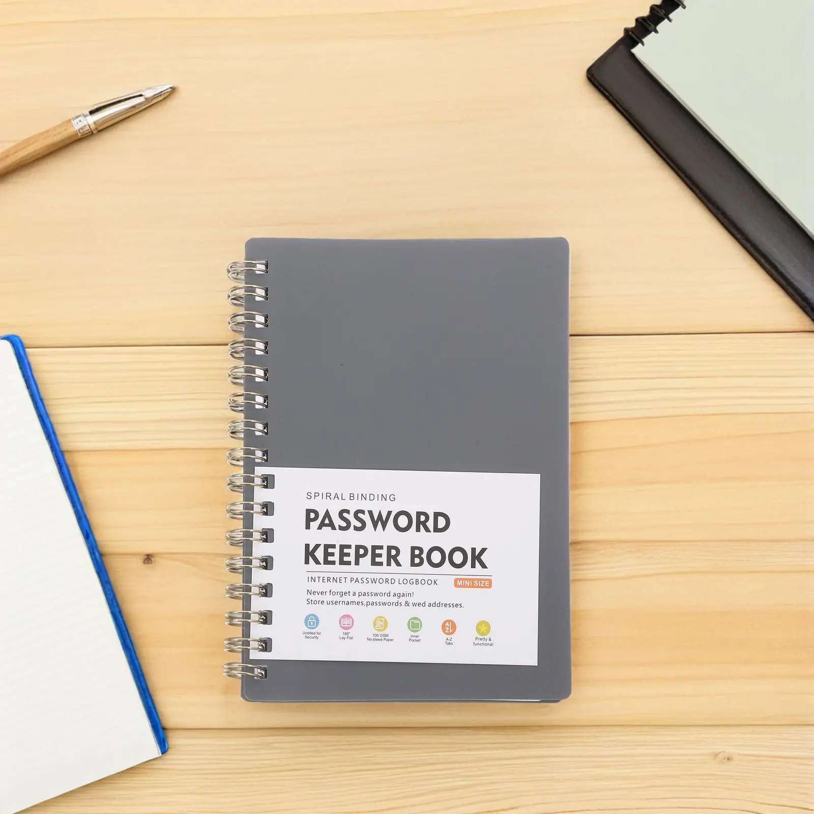 2Pcs Password Book Spiral Bound A6 Size Ideal for Office Home Alphabetical Tabs Login Notebook Internet Account Organizer