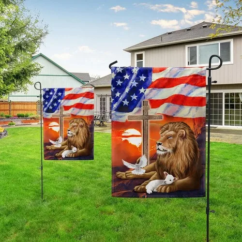 Lion and Lamb Christian Cross American Flag Graden Flag XXH LLP LLX uui