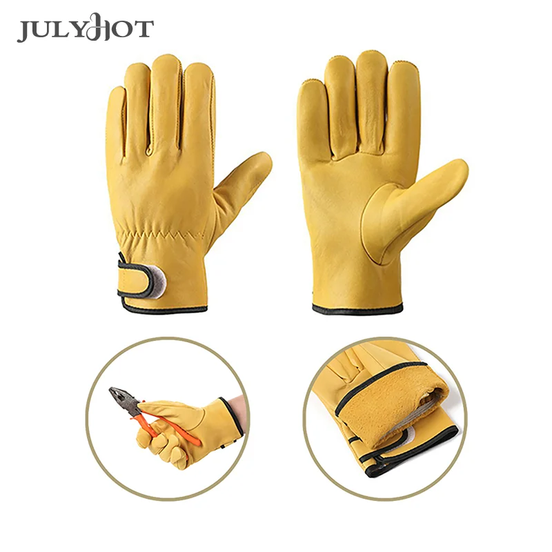 

Work Gloves Sheepskin Leather Workers Work Welding Safety Protection Garden Sports Motorcycle Driver Wear-resistant Gloves