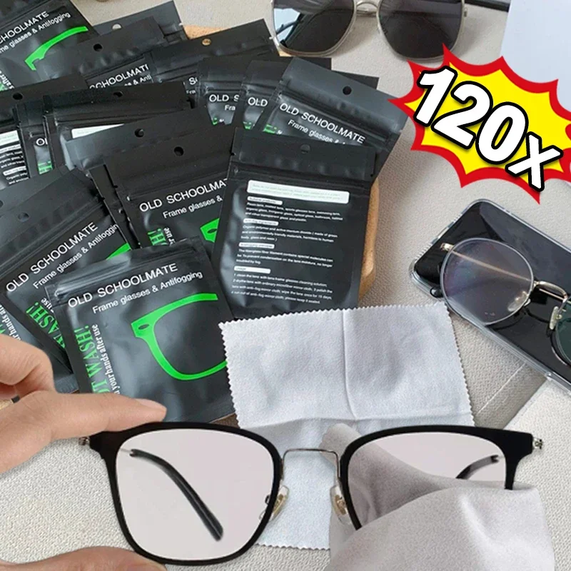 120pcs Anti-fog Suede Glasses Cloth Reusable Microfiber Anti-fog Glasses Cloth Glasses Lens Anti-fog Mobile Phone Cleaning Wipes