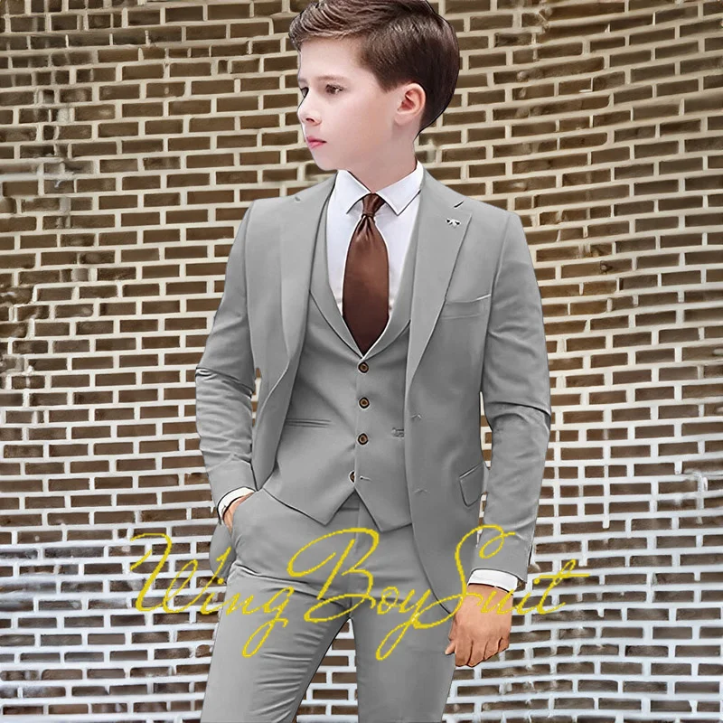 Boys Kids Suits Wedding Tuxedo Formal Jacket Vest Pants 3 Piece Set 2-16 Custom Sizes Clothes Child Blazer