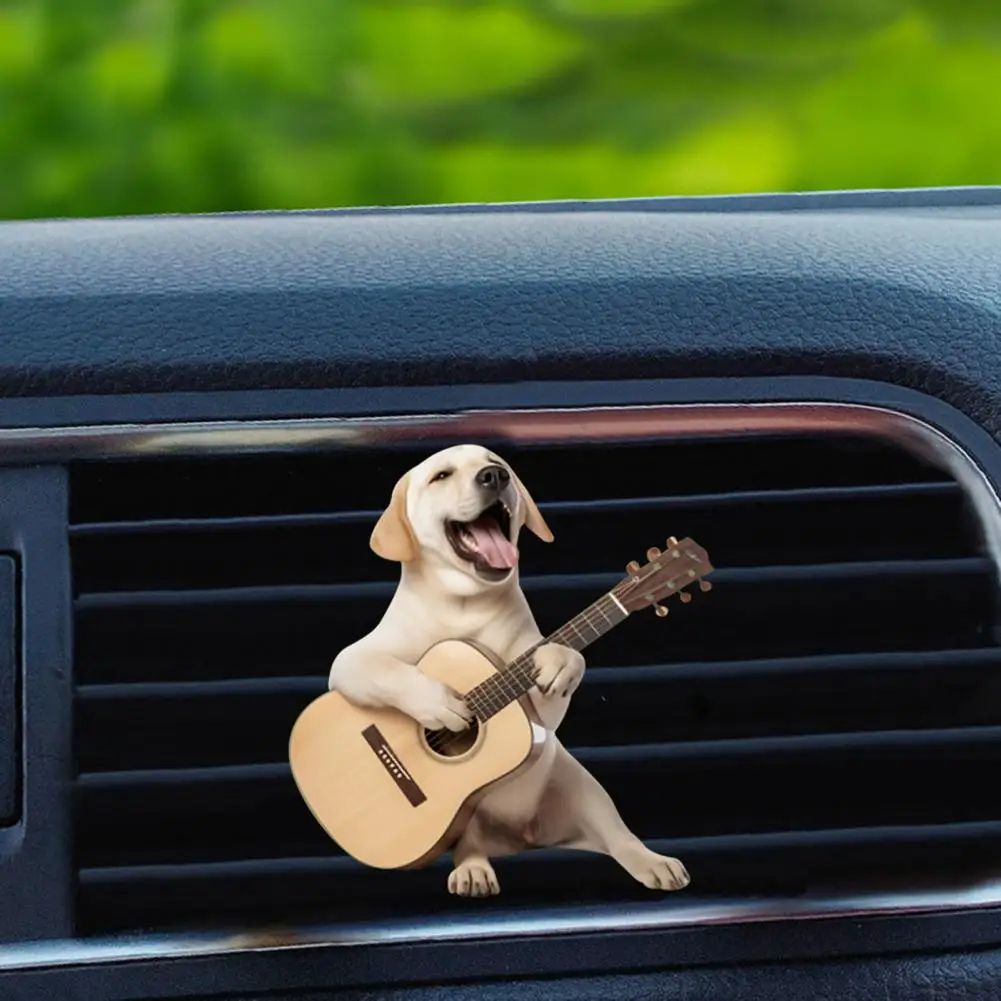 Lightweight Car Vent Decor Cute Dog Car Air Freshener Clips Guitar Dashboard Vent Decor Lightweight Auto Scented Vent for Dog