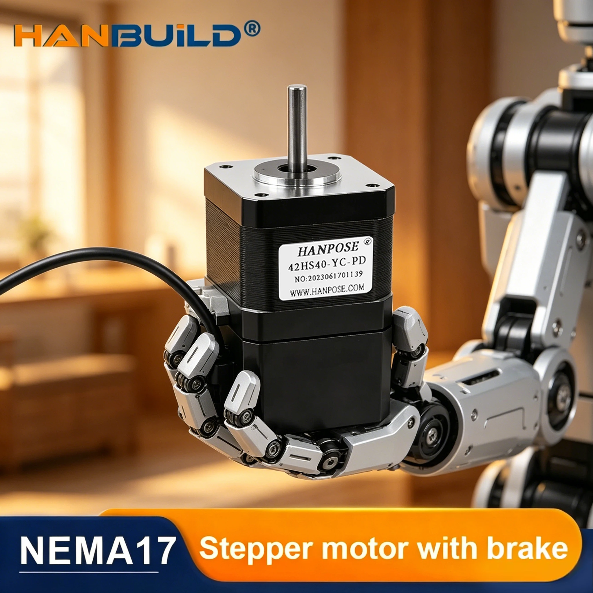 

1 шт. 2-фазный шаговый двигатель 42HS40-YC-PD Nema 23 1.5A, 4-проводной, для ЧПУ и 3D-принтеров, с тормозом на постоянных магнитах
