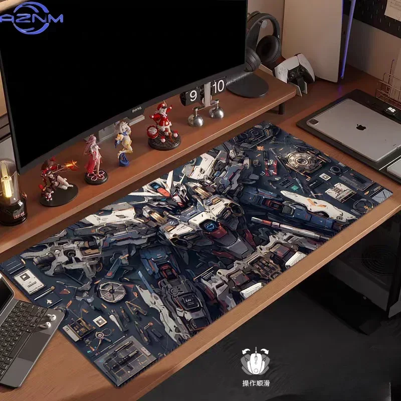 Cartoon HD Print Gundam Rubber Mouse Pad Oversized Computer Keyboard Pad Anime Game Anime Boys Anti-Slip Gaming Mat Laptop Mat
