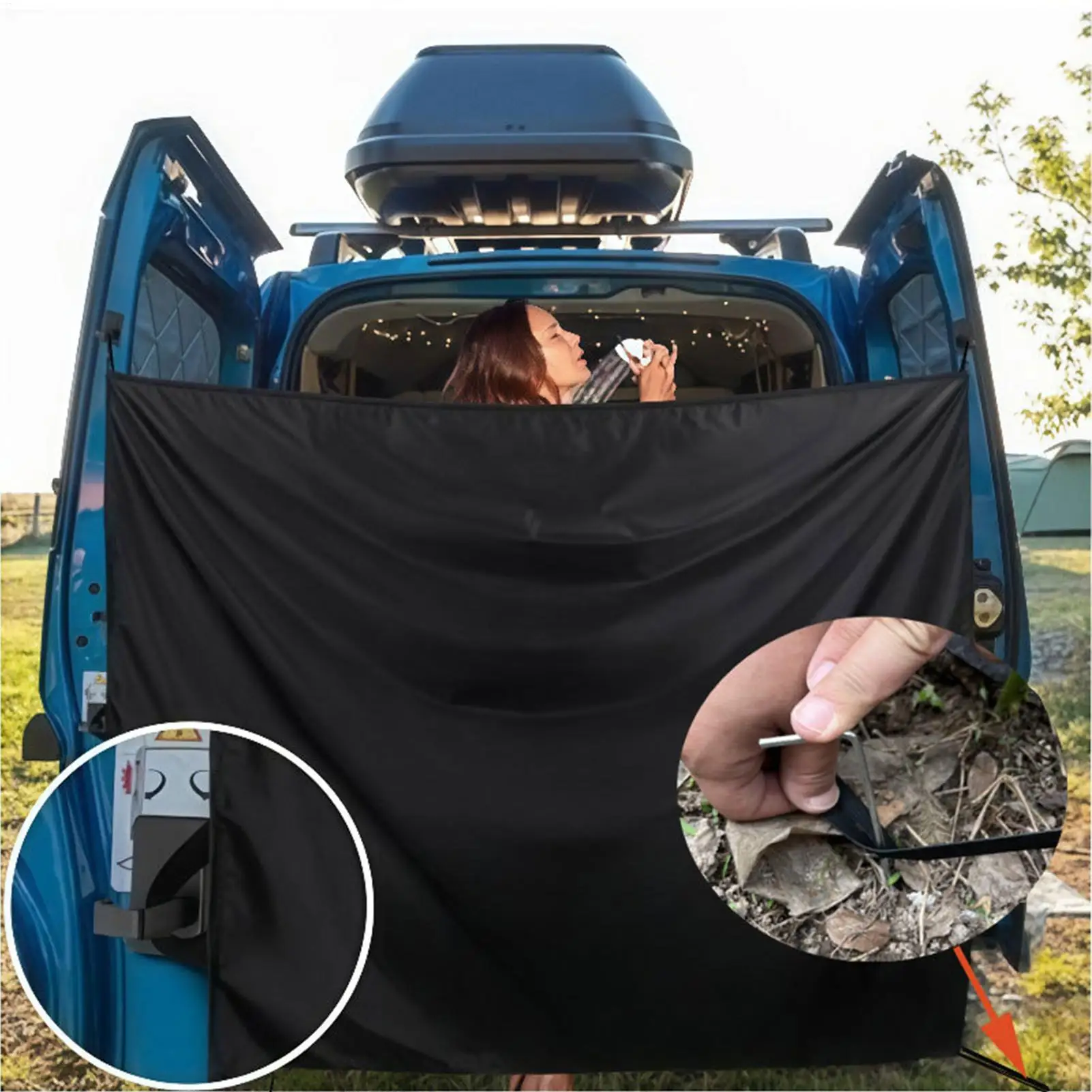 Rear Door Shower Curtains RV Privacy Cover Vehicle Privacy Panels for Camping Beach Road Trips Outdoor Event Travelers Public