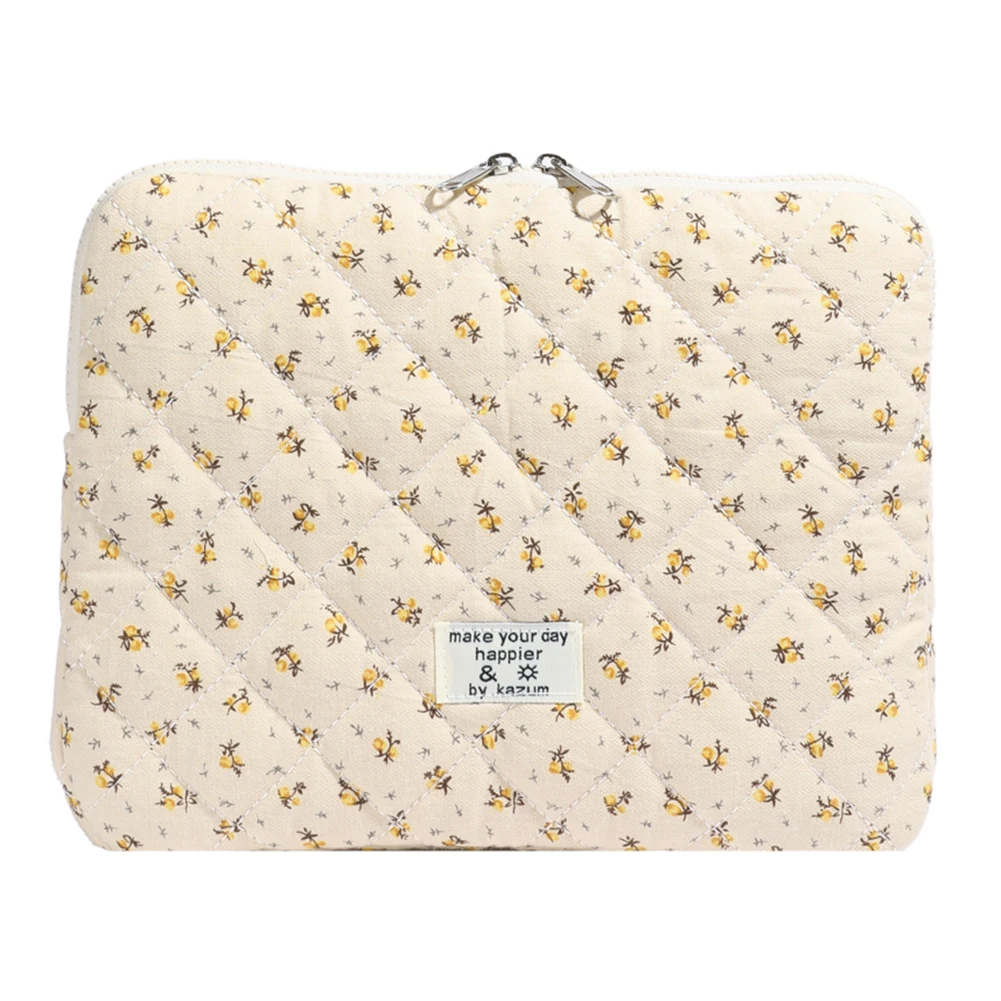 Floral Laptop Sleeve Quilted Laptop Carrying Case Protective Cute Computer Sleeve for 11-15 Inch Laptop Tablet