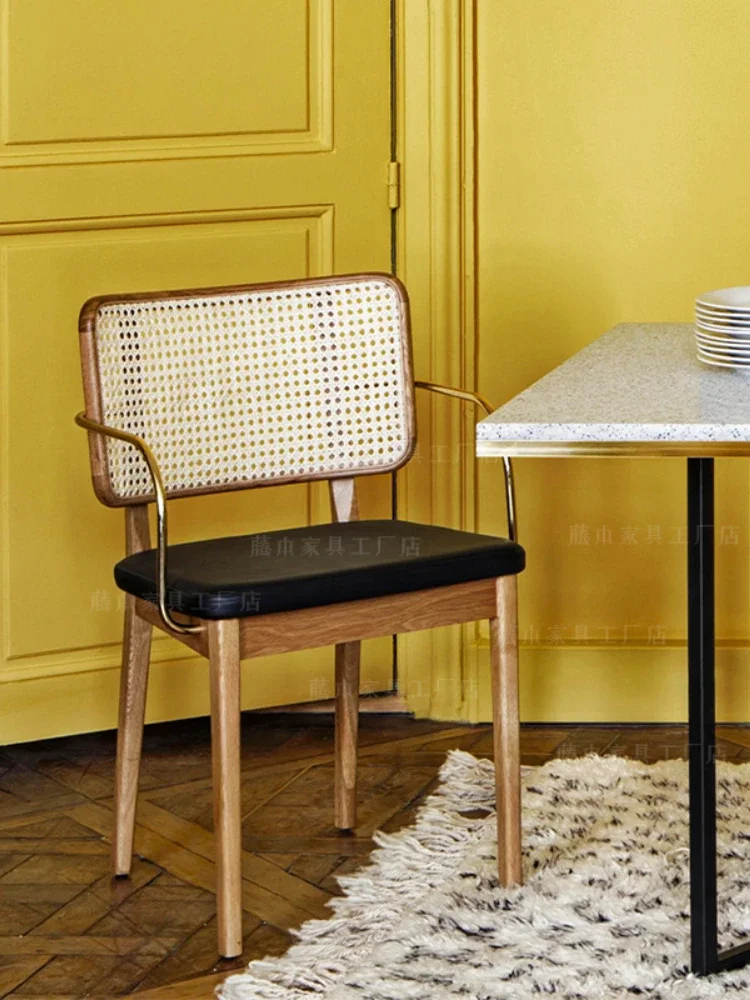 Massivholz-Rattan-Esszimmerstuhl, Haushalt, mittelalter einzelner Rattan-Stuhl, Sessel