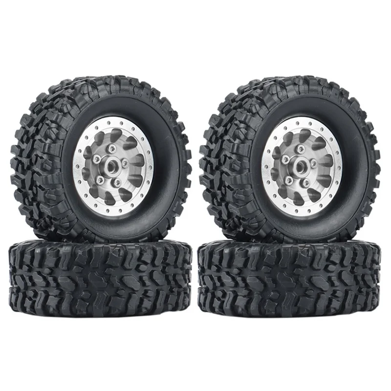 

Superior Quality-4Pcs Metal Beadlock Wheel Hub Wheel Rim And Rubber Tire For WPL C14 C24 B14 B24 B36 MN D90 MN99S RC Car Upgrade